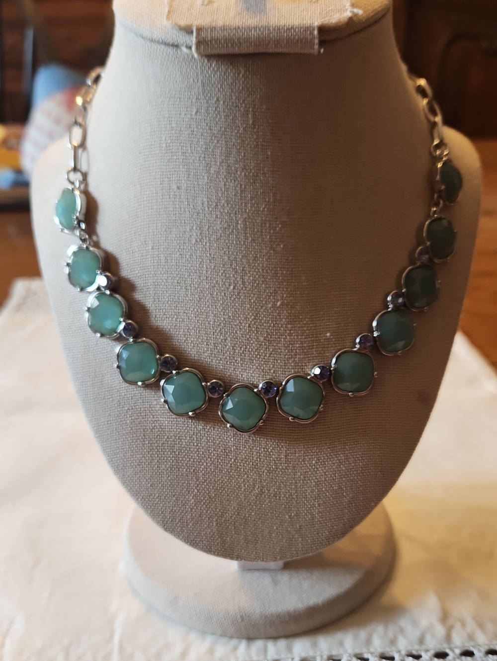 Lia Sophia Seafoam Green and Purple Accent Necklace